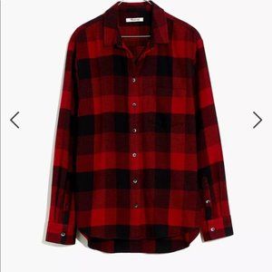 Madewell Flannel Side-Button Oversized Ex-Boyfriend Shirt in Buffalo Check